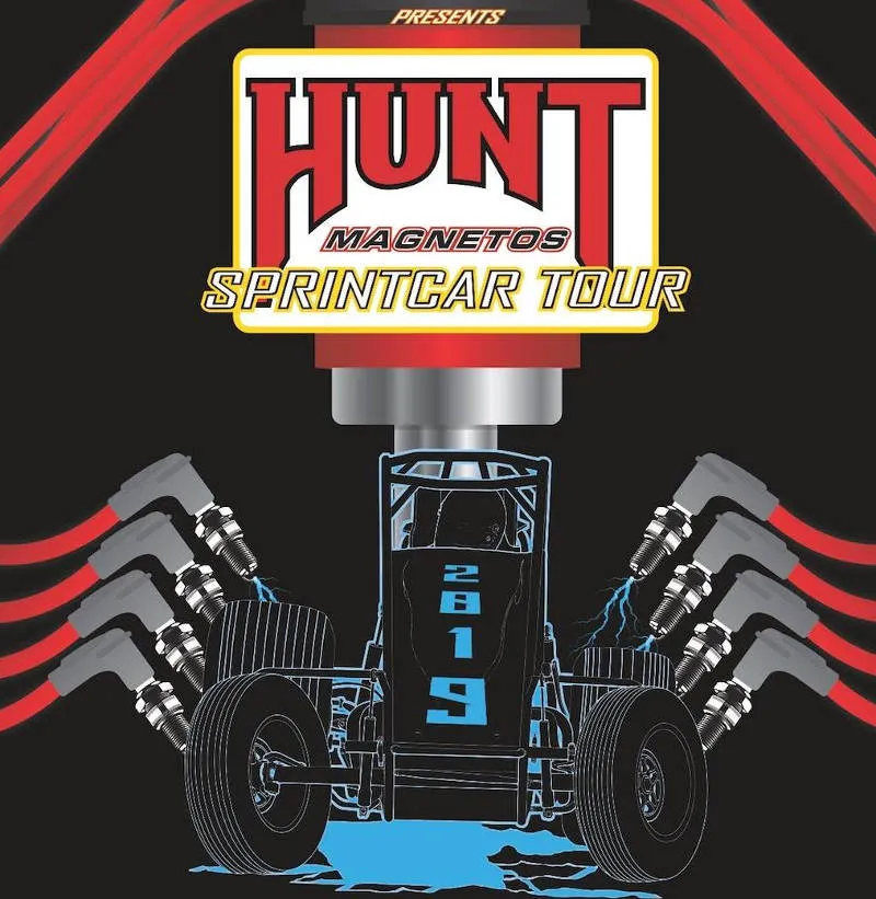 HMWT - Hunt Magnetos Wingless Tour dirt track racing organization logo